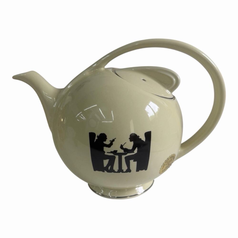 Vintage Hall Silhouette Teapot 1930's Tavern Scene Decal Special Edition Lidded